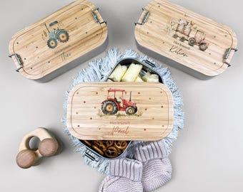 Edelstahl Brotdose Traktor Bauernhof Kinder personalisiert, Brotdose Bambus, Lunchbox Kids, Brotdose Baby, Lunchbox, Brotdose Traktor,