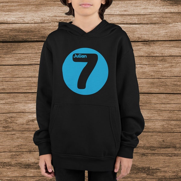 Geburtstagspullover langarm mit Namen Hoodie 2,3,4,5,6,7 verschiedene Farben Kinder