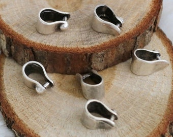 Antique Silver Pinch Bail: Large Pendant Clasps (12mm) - 10 Pcs