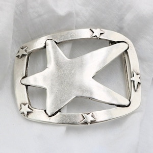 Star Belt Buckle, Western Belt Buckle, Unisex Belt Buckle, Silver Celestial Belt Buckle, Silver Belt Buckle, Large Belt Buckle, 1Pcs, ZS210