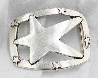 Star Belt Buckle, Western Belt Buckle, Unisex Belt Buckle, Silver Celestial Belt Buckle, Silver Belt Buckle, Large Belt Buckle, 1Pcs, ZS210