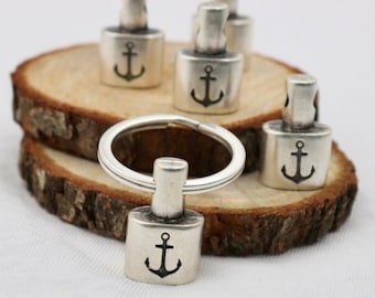 Antique Silver Anchor Keychain: Nautical Keyring Findings (5 Pcs)