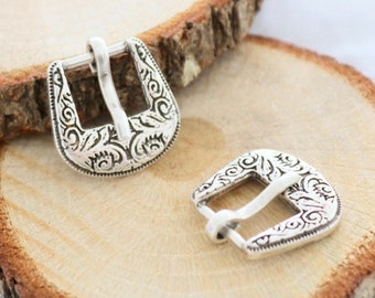 Antique Silver Western Buckle: Doll Clothes, Jewelry Making (5 Pcs)