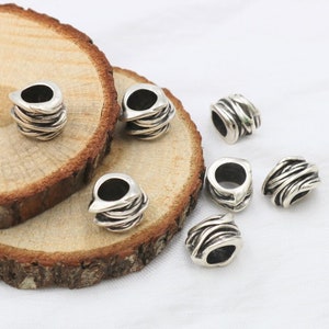 Antique Silver Plated Knot Beads: Large Hole Spacer Beads