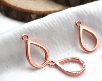 Rose Gold Drop Charm: Open Bezel Pendant, Resin Jewelry Finding