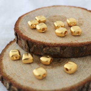 Cube Shape Beads, Gold Square Beads, Rectangular Beads, Matte Gold Spacer Beads, Geometric Beads, Jewelry Making Beads, 10 Pcs, ZU117 MG