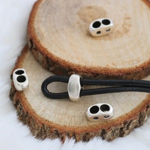 Antique Silver Two-Hole Spacer Beads: Bohemian Bracelet Making (10 Pcs)