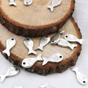 20 Silver Fish Charm, Tiny Fish Pendant, Ocean Lover Charm, Perfect for Jewelry Making, Perfect for DIY Jewelry Projects,  ZU688 as