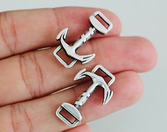 Silver Anchor Connector Charms: Summer Jewelry Accessories, Bracelet Making (10 Pieces)