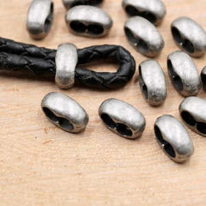 Dark Silver Two Hole Zamak Spacer Beads: Bohemian Bracelet Making (10 Pcs)