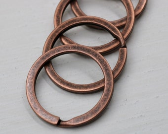 Antique Copper Keychain Rings, Metal Split Key Rings (5 Pcs)