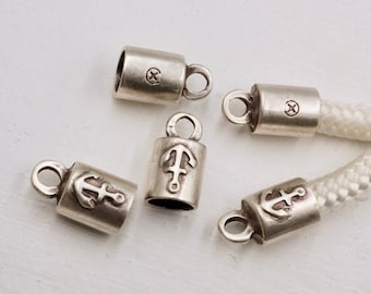 Embouts d'ancre en argent antique : fermoirs pour bracelet en cuir (5 jeux)