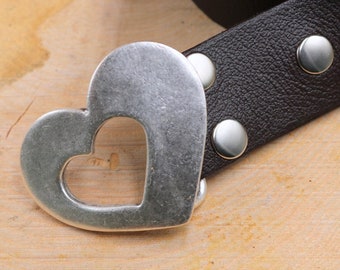Heart Buckle Belt, Love Belt Buckle, Boho Belt Buckle, Antique Silver Belt Buckle, Heart Shape Buckle, Valentines Day Gift, Gift Idea,  Z141
