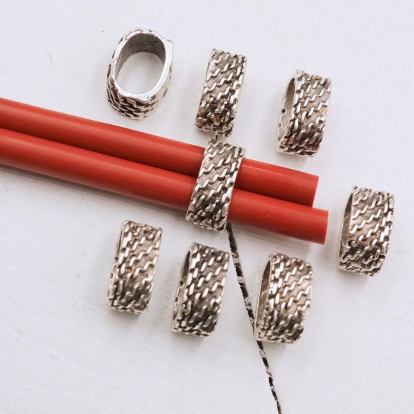 Geometric Slider Bead, Antique Silver Slider Beads, Hight Quality Wholesale Beads, Spacer Beads, Leather Bracelet Findings, 10 Pcs, ZU1138