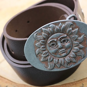 Sun Belt Buckle, Zamak Pure Buckle, Leather Belt Buckle, Sun Oval Buckle, Boho Belt Buckle, Leather Crafts Hardware, Husband Gift, 1 Pcs
