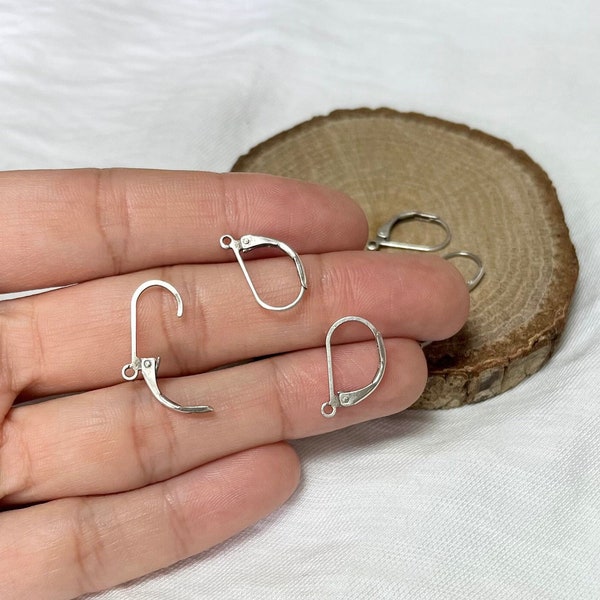 Lever Back Earring Hooks, Simple Earring Findings, Antique Silver Lever Back Earring Wires, Jewelry Making Ear Hooks, 20 Pcs, BC01 AS