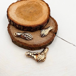 Gold Plated Handshake Charms: Magnetic Couple Necklace Clasp