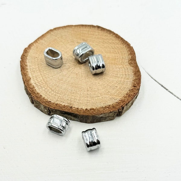 Rhodium Zamak Lederband Crimp End: Rechteck Anhänger (12 mm)