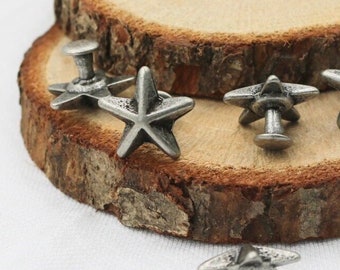 Dark Silver Star Rivet Studs: 15mm Leather Craft Accessories