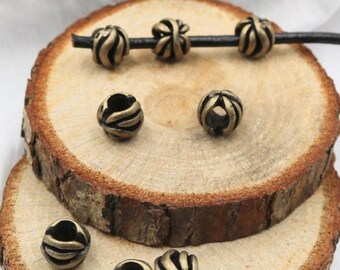 Antique Bronze Round Metal Beads: Jewelry Making Supplies (10 Pcs)
