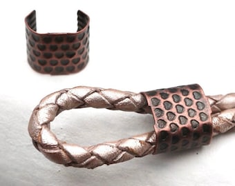 10 fermoirs à sertir en cuivre antique : attache de cordon en cuir de 12 x 10 mm