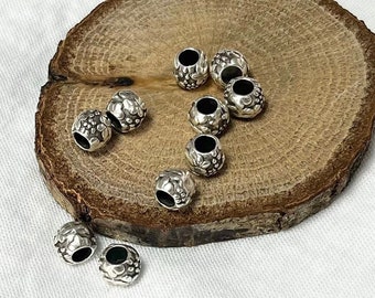 Antique Silver Plated Round Spacer Beads: 10 Pcs DIY Jewelry (10mm)