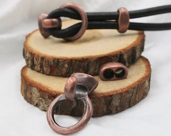 Antique Copper Hook Clasps: Leather Bracelet Closures (5 Pairs)