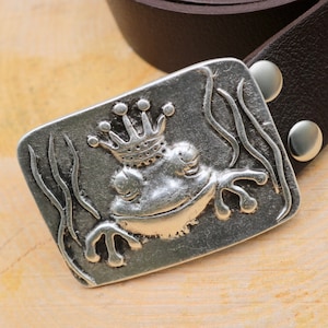 Happy Frog Prince Belt Buckle, Animal Buckles, Hippie belt buckle, Women Belt Buckle, Antique Silver Buckle, Best Gift Idea, 1 Pcs, GS111 AS