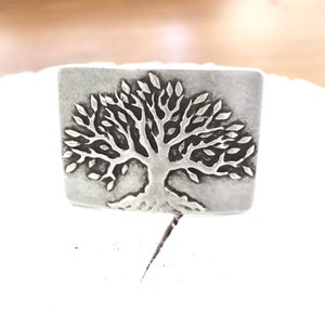 Antique Silver Tree of Life Belt Buckle: Nature Inspired Pewter