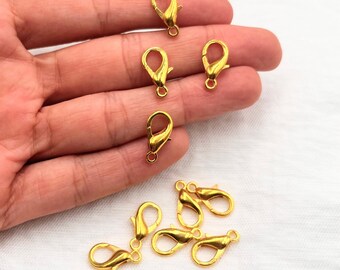 Gold Lobster Claw Clasps (14x7mm) - 20pcs Jewelry Closures