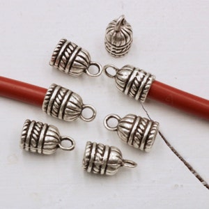 Antique Silver Plated End Caps for Leather Cord (10 Pcs)