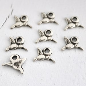 Wicca Charms Pendants, BULK 20 Hummingbird Charms, hummingbird Pendant, Earrings Charms, Antique Silver Bird Charms, Gothic Jewelry, ZU68 AS