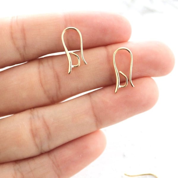 10 shiny gold ear hooks, French hook with clamp, gold hooks, French Hooks, gold brass jewelry, gold charms, gold plated findings ZU423 GO