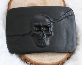 Matte Black Skull Belt Buckle: Zamak Skeleton Head Buckle