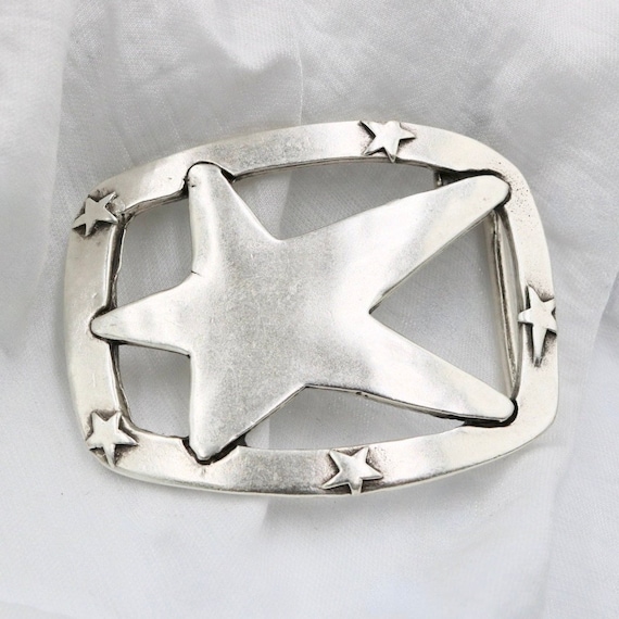 Silver Rodeo Belt Buckle with Star Accents s-l400.jpg main image 3