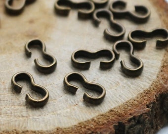 50 extrémités de cordon rabattables, bronze antique : fixations à sertir en zamak de 10 x 5 mm