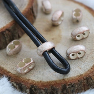 Rose Perlmutt Zamak Oval Spacer Beads: 4mm Hole Leather Cord Connector (10 Pcs)