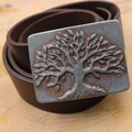Raw Zamak Tree of Life Belt Buckle - Square Pewter Buckle