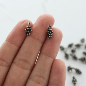 20 Antique Silver Pine Cone Charms: Nature Jewelry Accessory