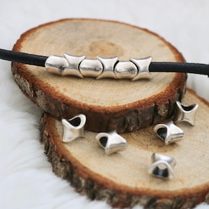 Antique Silver Zamak Square Beads: Large Hole Pillow Spacer (10 Pcs)