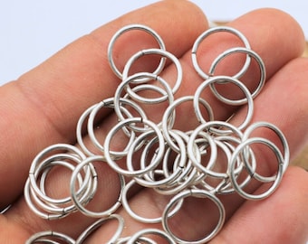 Antique Silver Open Jump Rings (50 Pcs) - 13mm Jewelry Findings
