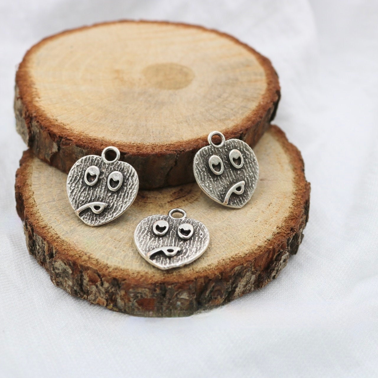 Emoji Pendant, Pewter Emoji Charms, Face Charms, Charms for