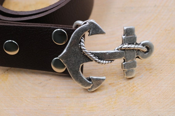 Silver Anchor Belt Buckle, Nautical Belt Buckle, Antique