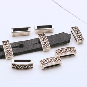Antique Silver Slider Beads: Zamak Bracelet Components (10 Pcs)