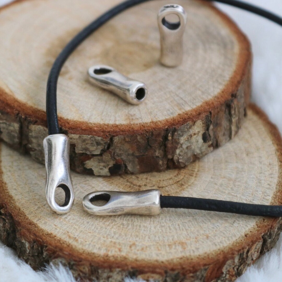 Antique Silver Cord End Caps, Small Cord End Tips, Leather Cord End