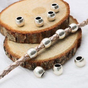 Antique Silver Zamak Beads: Round Large Hole Metal Beads, 8mm (50 Pcs)