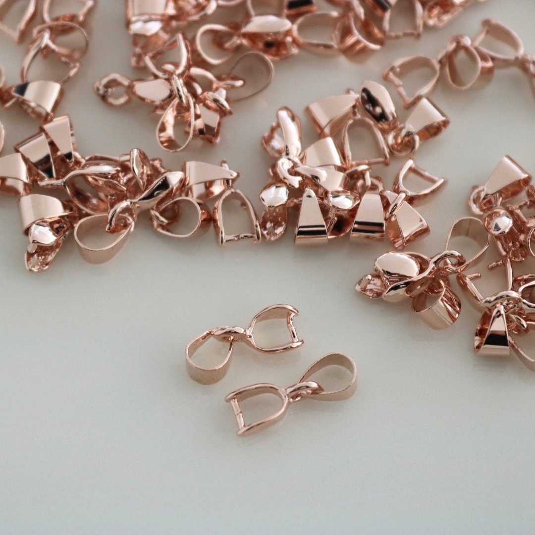 Rose Gold Pinch Bail Small Pinch Bail Pinch Clip Bails Etsy