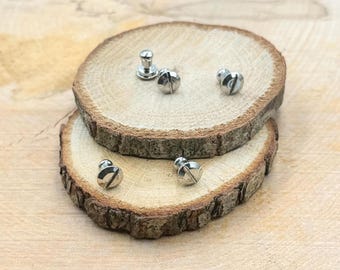 Rhodium Brass Screw Rivets: Leather Binding Studs (5 Pcs)