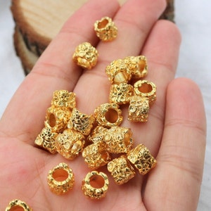 High Quality Bracelet Beads, Tiny Flower Beads, Gold Spacer Beads, Tube Beads, Shiny Gold Spacer Beads, Tibetan Jewelry, 10 pcs, ZU401 Go