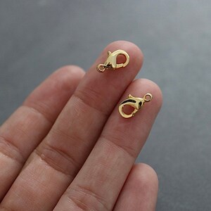 Gold Lobster Clasps, Lobster Claw Clasp, Lobster Clasps, Clasps and Clips, Gold Plated Findings, Jewelry Making Supplies, 10 Pcs, ZU1091 GO